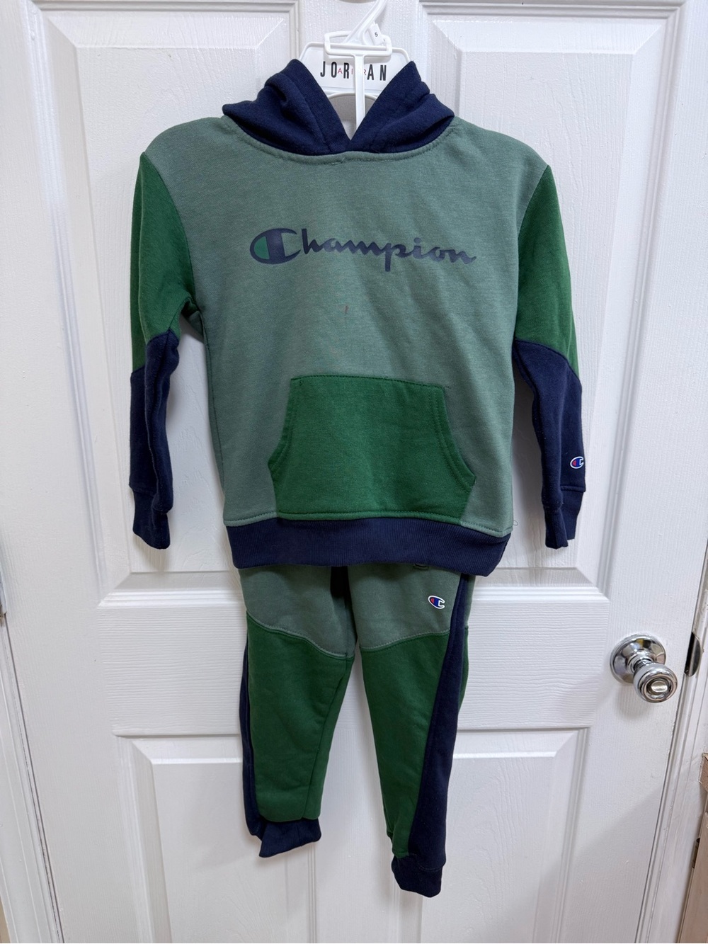 Champion Boys Two-Piece Hoodie Set in Dark Forest and Navy, Size 5